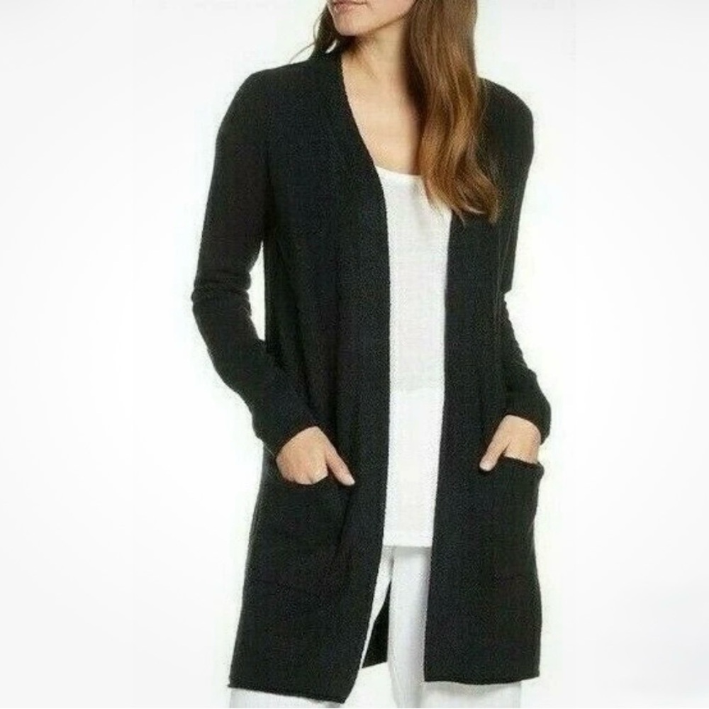 Barefoot Dreams CozyChic Lite Straight Long Cardigan Black - Size S